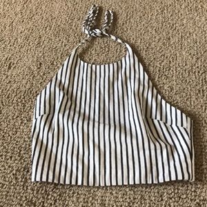 Pin stripe blue and white halter top